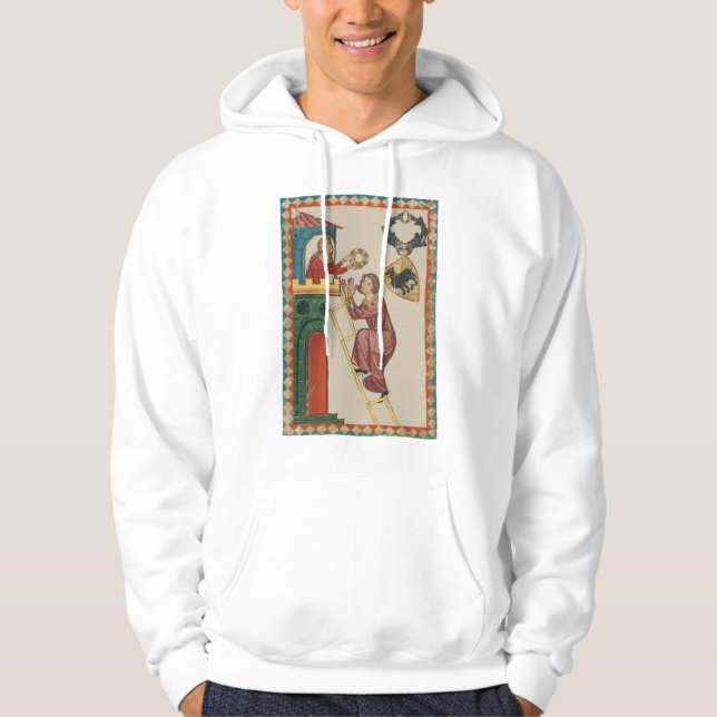 Veste À Capuche Dame offrant un cadeau à un prétendant, 14e siècle (Devant)