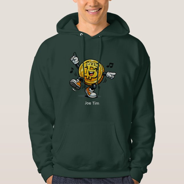 Veste À Capuche Dancing Bitcoin Cartoon Hoodie with Name (Devant)