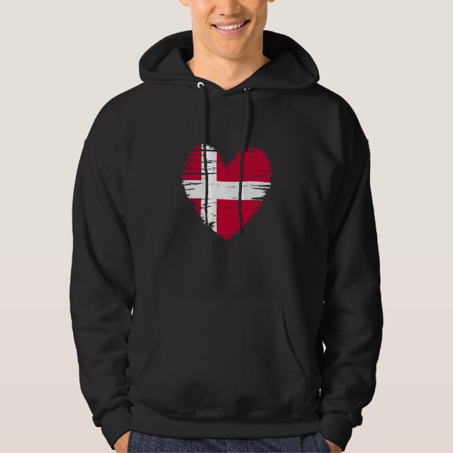Veste À Capuche Danemark Coeur Drapeau Danois Pride Danoise (Devant)