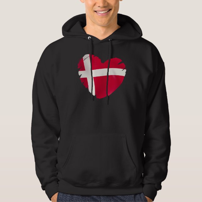 Veste À Capuche Danemark Drapeau Sur La Forme Du Coeur Danemark (Devant)