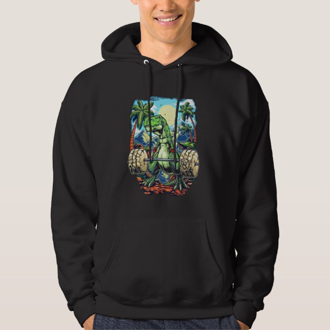 Veste À Capuche Décharge T-Rex Workout Dinosaur Gym Bodybuilding (Devant)
