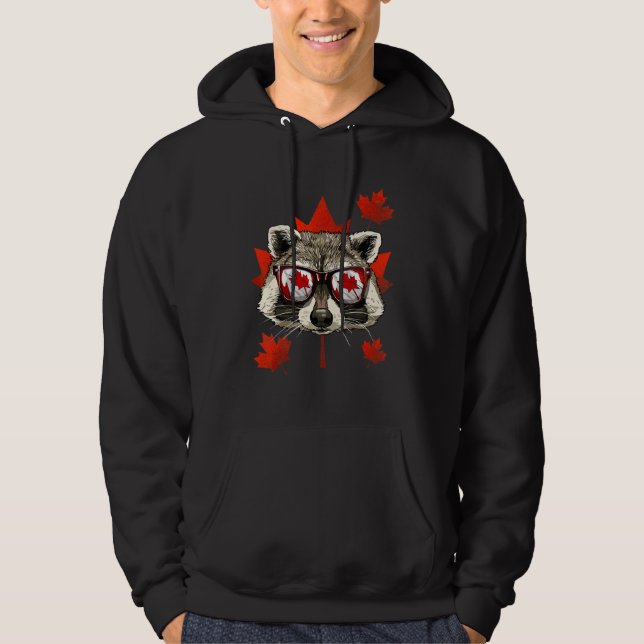 Veste À Capuche Déchet de drapeau du Canada feuille d'érable raton (Devant)