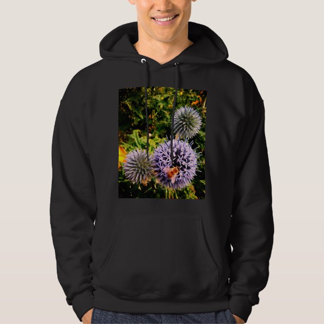 Veste À Capuche Déchets, sur fleurs bleues (Devant)