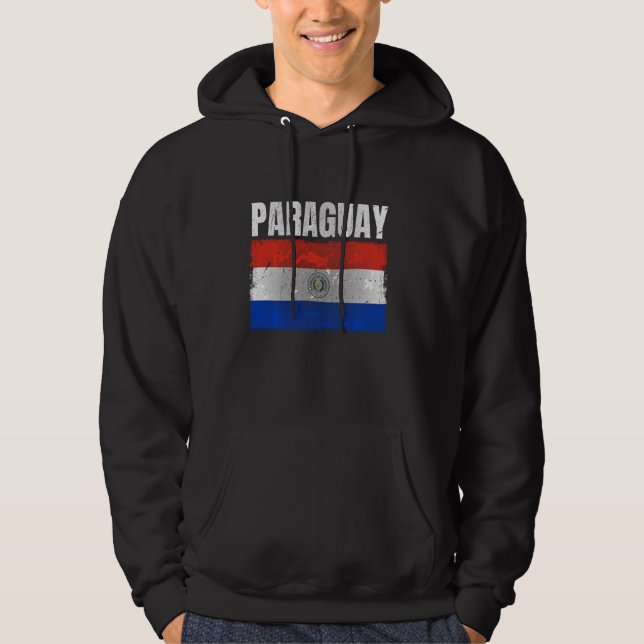 Veste À Capuche Déchiré Paraguay Distressed Drapeau Graphique Pour (Devant)