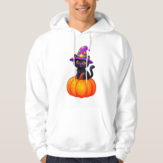 Veste À Capuche Délice de chat sorcière citrouille (Devant)