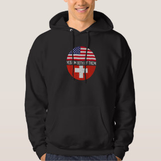 Veste À Capuche Demi-Américain Semi Suisse Usa Drapeau Patrimoine 