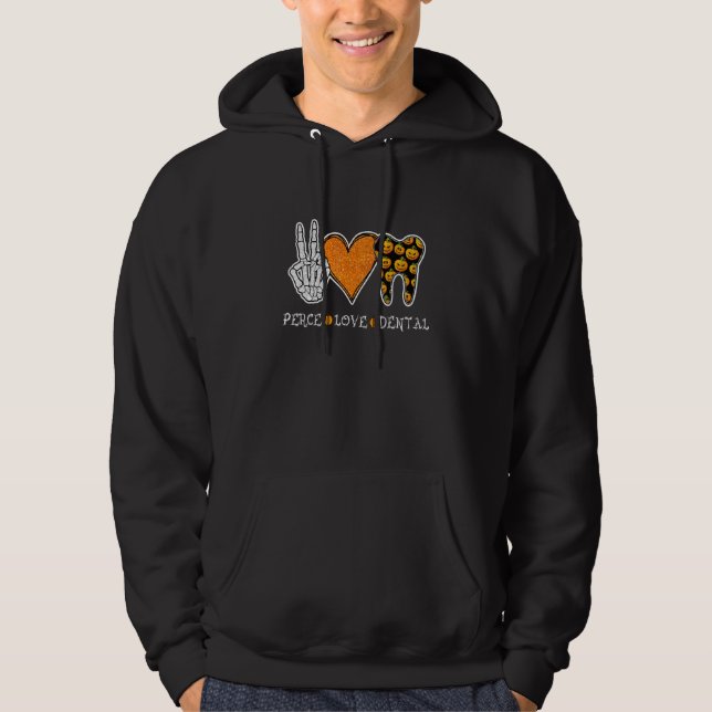 Veste À Capuche Dentiste Halloween Paix Amour Dentaire Léopard Den (Devant)