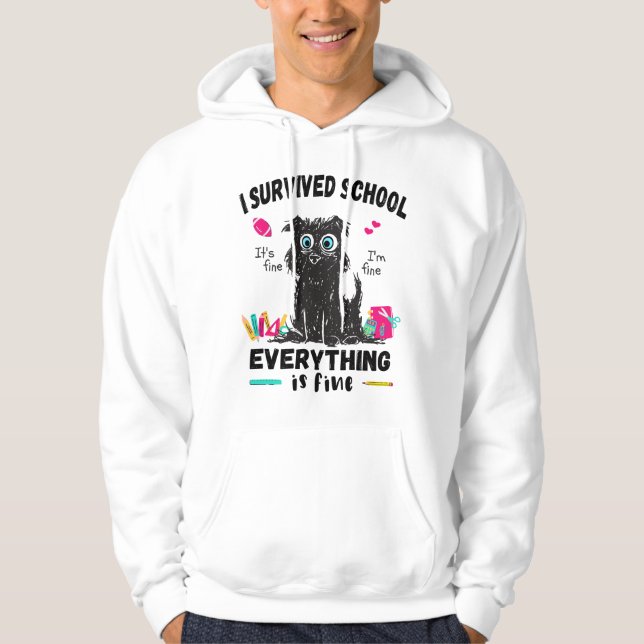 Veste À Capuche Dernier jour d'école, j'ai survécu à l'école (Devant)
