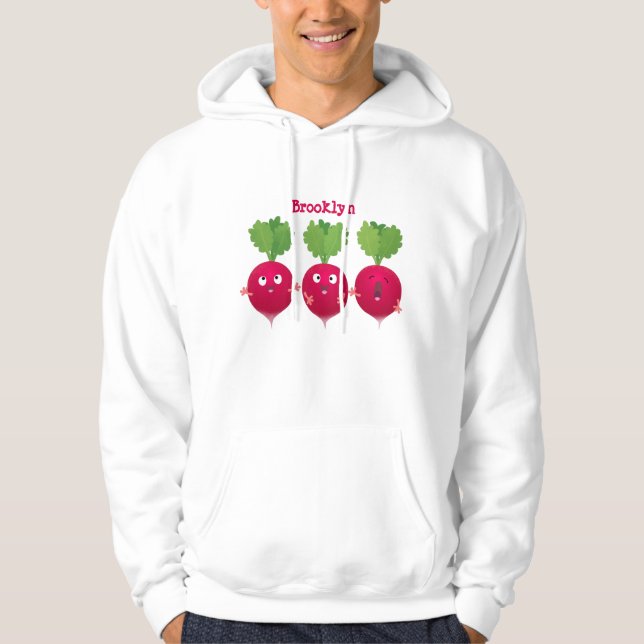 Veste À Capuche Des radis mignons chantant des légumes de dessin a (Devant)