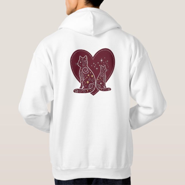 Veste À Capuche Design de coeur romantique de chat (Dos)