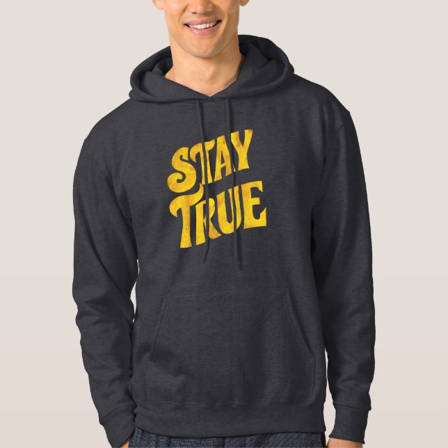 Veste À Capuche Design Motivant 'Stay True' en Or Texturé (Devant)