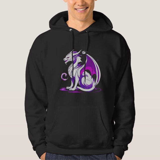 Veste À Capuche Design Sweatshirt à capuchon de dragon blanc et vi (Devant)