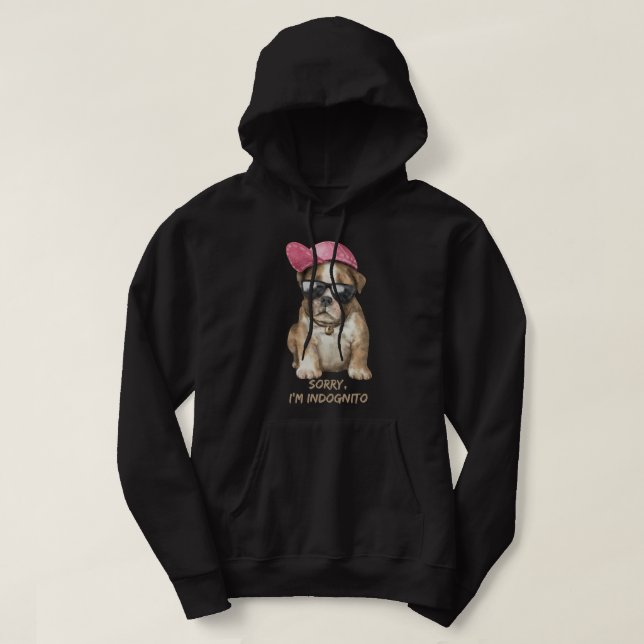Veste À Capuche DÉSOLÉ JE SUIS INDOGNITO (Français Bulldog) petit  (Design devant)
