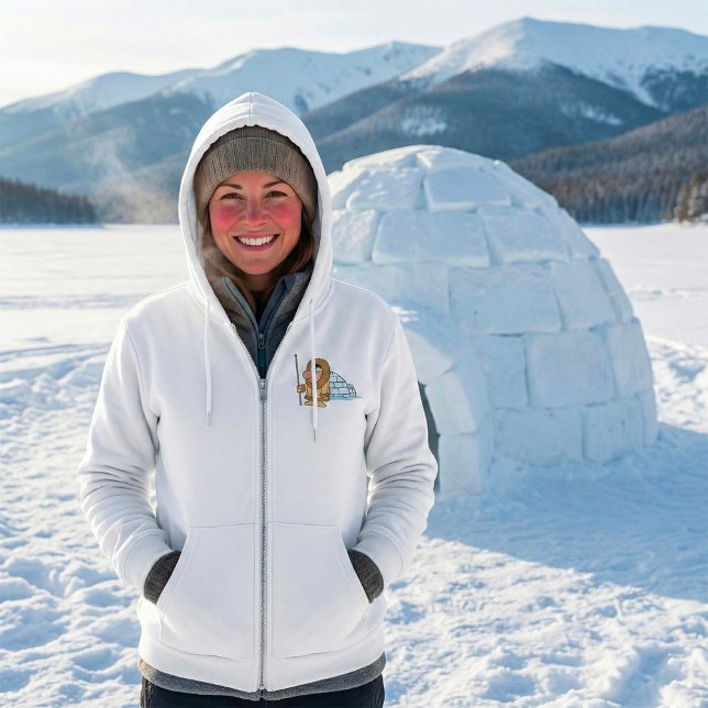 Veste À Capuche Dessin animé Inuit Eskimo avec harpon et igloo (Créateur téléchargé)