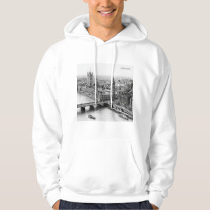 Veste À Capuche Dessin au crayon noir et blanc de Londres