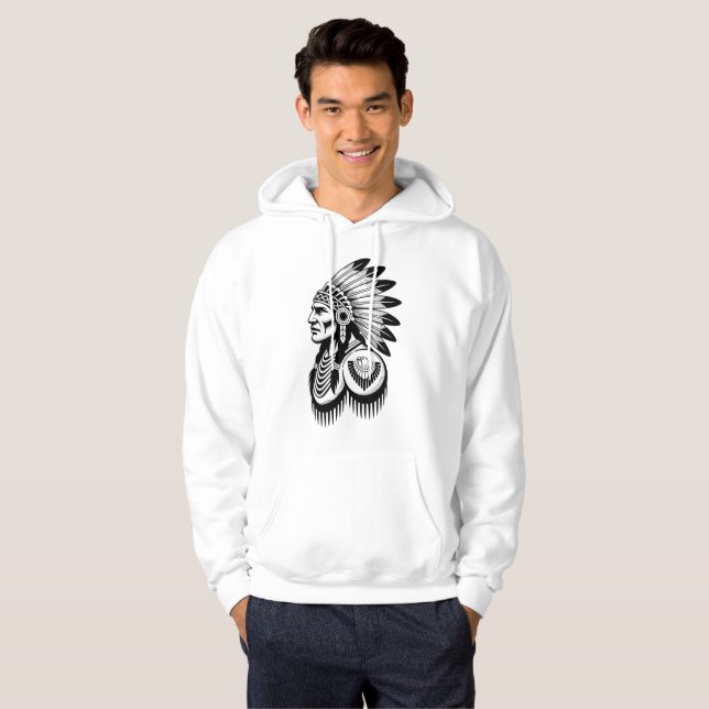 Veste À Capuche Dessin au trait de coiffe de guerrier (Devant entier)