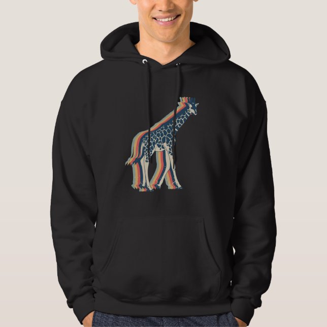 Veste À Capuche Dessin au trait rétro d'animal girafe (Devant)