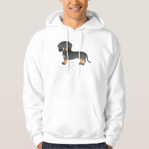 Veste À Capuche Dessin de chien teckel à poil ras noir et feu