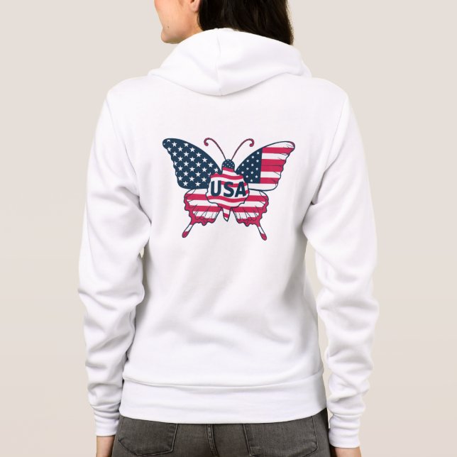 Veste À Capuche Dessin de drapeau américain papillon-62616 (Dos)