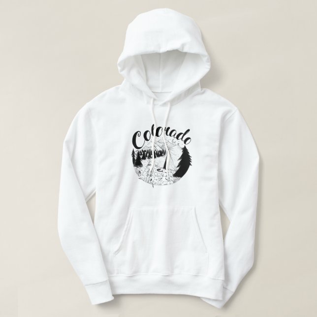 Veste À Capuche Dessin d'encre de camping du Colorado (Design devant)