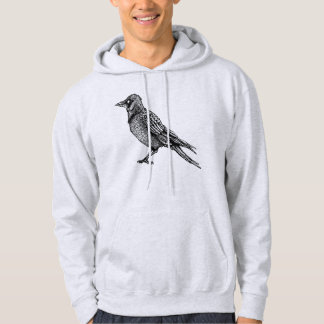 Veste À Capuche Dessin d'encre gothique noir et blanc corbeau