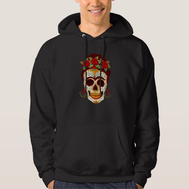 Veste À Capuche Dia De Los Muertos Mask Skull Hat Rosary Premium (Devant)