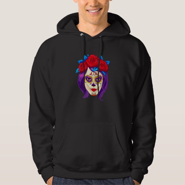Veste À Capuche Dia De Los Muertos Mexico Women's Mask La Catrina  (Devant)