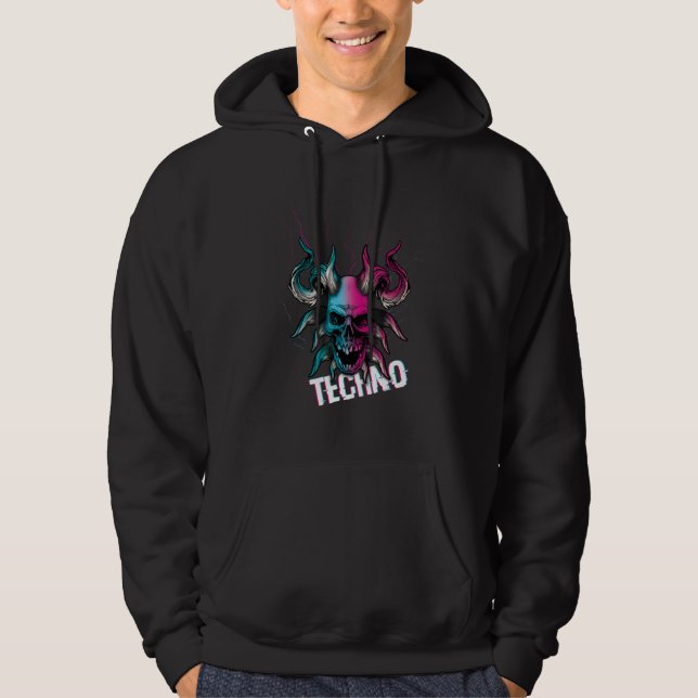 Veste À Capuche Diable Bone Tekno Musique Rave Hard Techno Raver S (Devant)