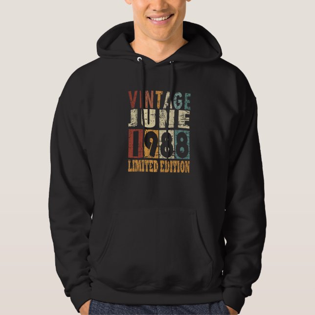 Veste À Capuche Dicton de naissance de juin 1988 (Devant)