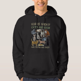 Veste À Capuche Dieu est grand les chats sont bons et les gens son