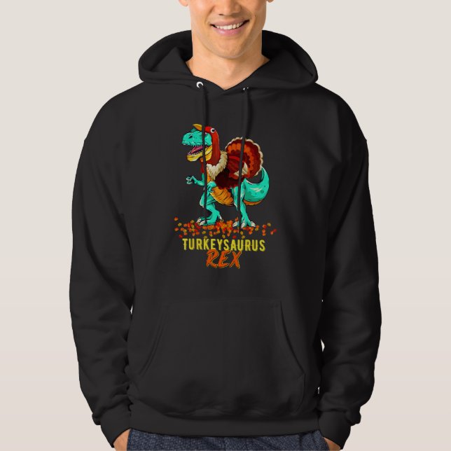 Veste À Capuche Dindon Trex Dinosaure Le Plus Cool Joyeux Thanksgi (Devant)