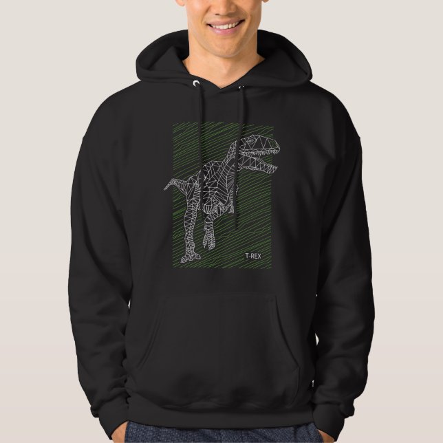 Veste À Capuche Dino Dynamique : Traits d'illustration de T-Rex (Devant)