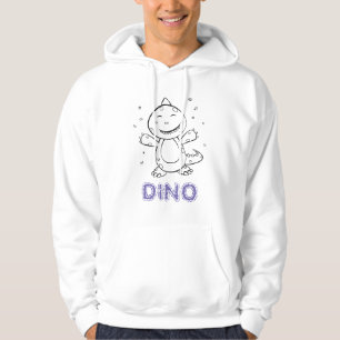 Veste À Capuche Dinosaur - Animal d'art esquissé en noir et blanc