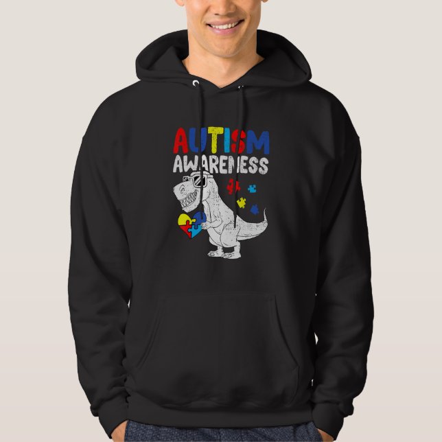 Veste À Capuche Dinosaur Sensibilisation sur l'autisme Puzzle Coeu (Devant)