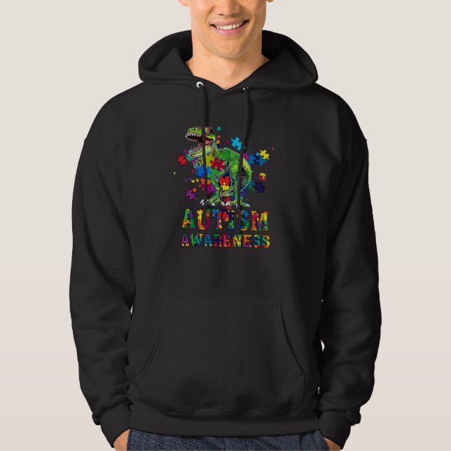 Veste À Capuche dinosaure de sensibilisation à l'autisme (Devant)