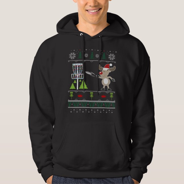 Veste À Capuche Disque laid Golf Sweer Reindeer Sleigh (Devant)