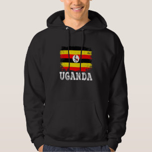 Veste À Capuche Distorsion Ouganda Drapeau Hommes Femmes Enfant Pa