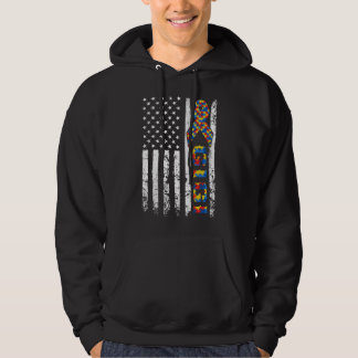 Veste À Capuche Distorsion Usa Drapeau Autisme Gigi Sensibilisatio