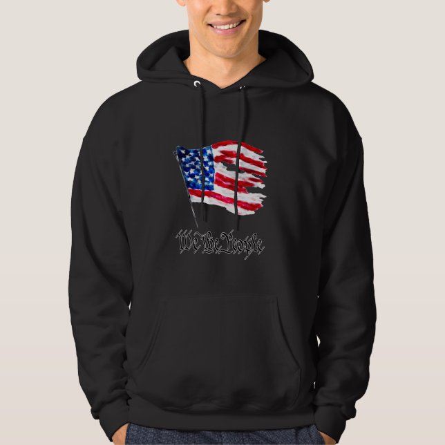 Veste À Capuche Distressed drapeau américain avec les mots We The  (Devant)