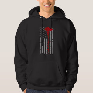 Veste À Capuche Distressed Us American Flag Nurse Life Stethoscope