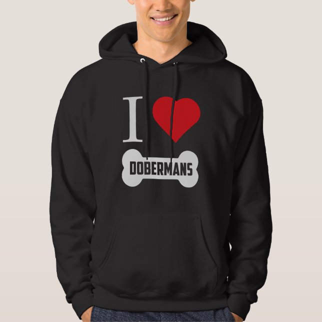 Veste À Capuche Doberman I Heart Dobermans Bone (Devant)