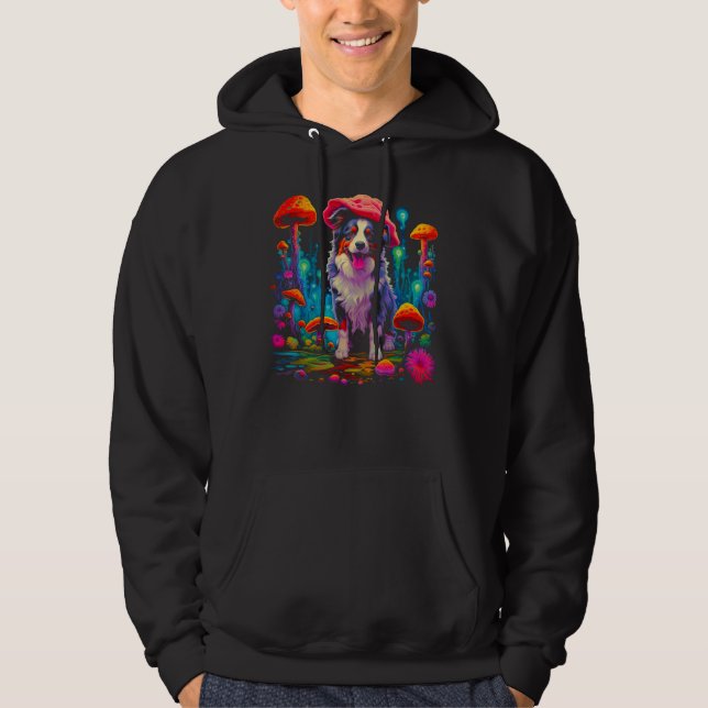 Veste À Capuche Dog Australian Shepherd Psychedelic Mushroom (Devant)