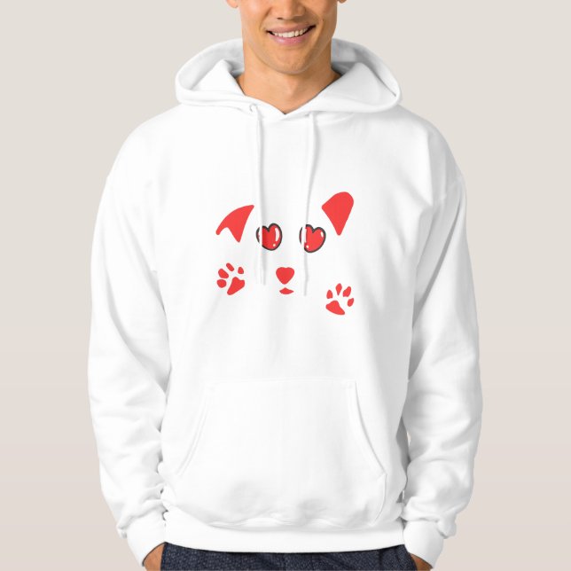 Veste À Capuche Dog Love Minimal Line Art – cute valentine art (Devant)