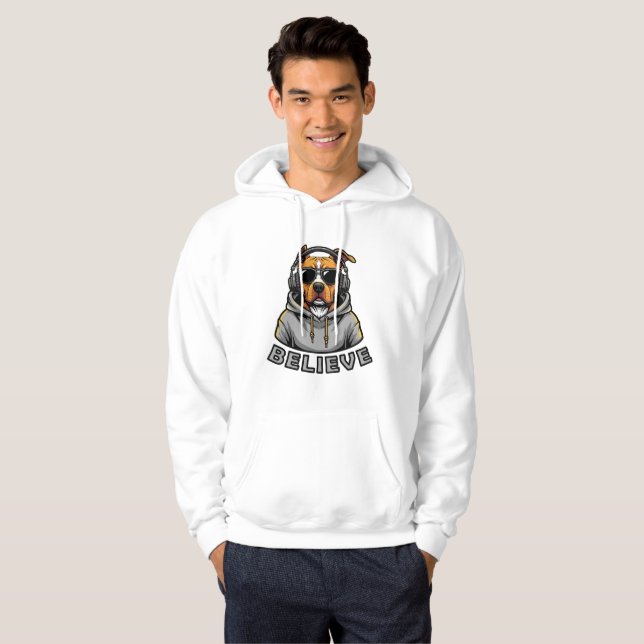 Veste À Capuche Dog Wearing Headphones Hoodie – Cool Music Lover P (Devant entier)