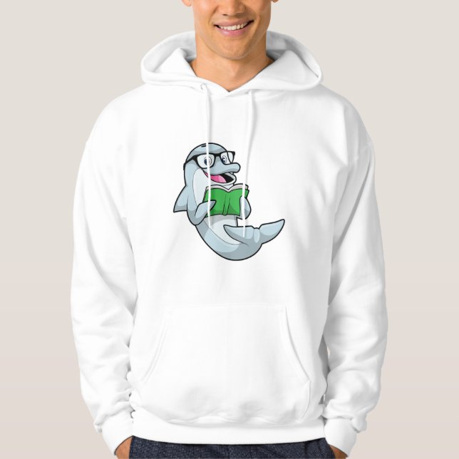 Veste À Capuche Dolphin Nerd avec lunettes et livre (Devant)