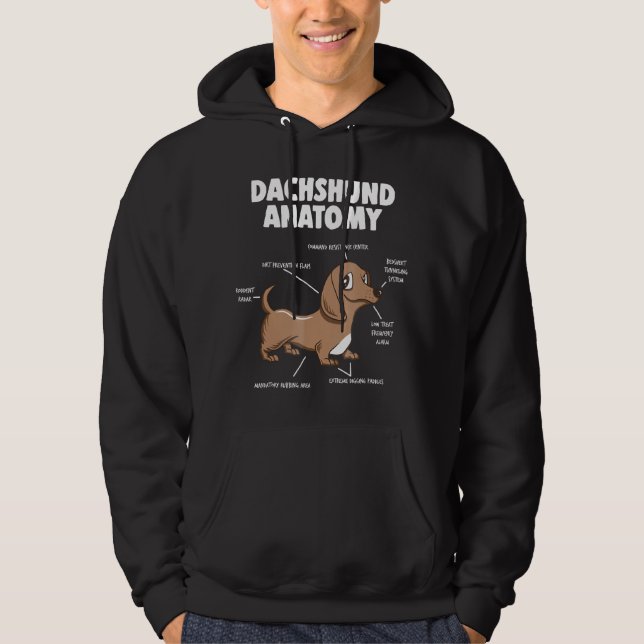 Veste À Capuche Don de chien | Anatomie Dachshund Funny Weiner (Devant)