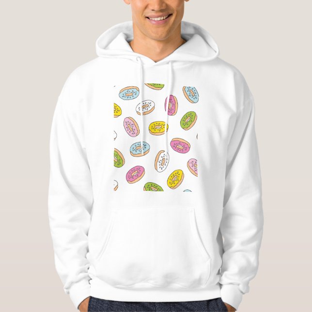 Veste À Capuche Doodle beiguts motif, design sans soudure. (Devant)