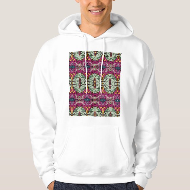 Veste À Capuche Doodle ethnique tribal géométrique floral (Devant)