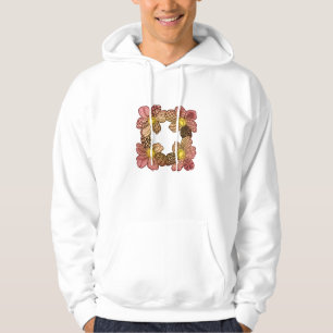 Veste À Capuche Doodle Flowers in Peach, Orange, and Gold