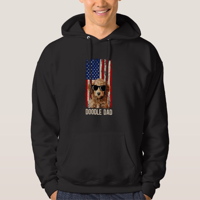 Veste À Capuche Doodle Papa D'Un Goldendoodle Papa US Drapeau Dood (Devant)